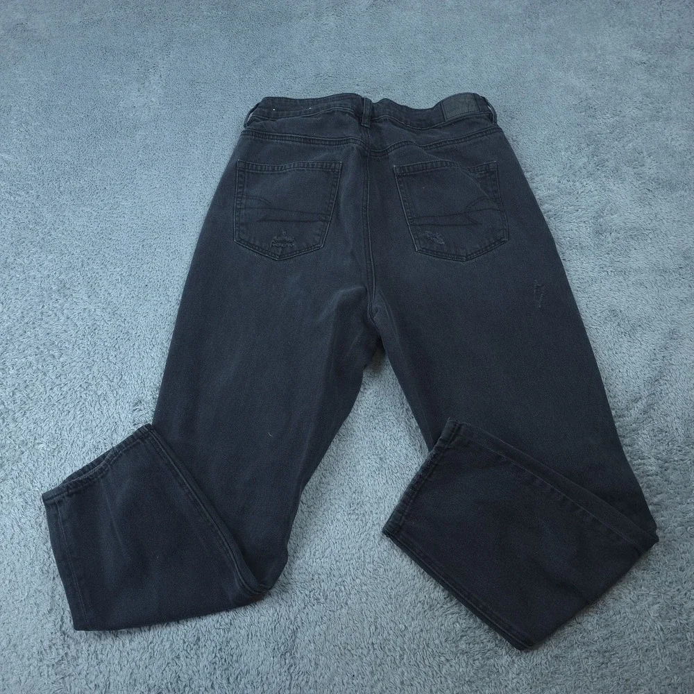 American Eagle Jeans Mens 32x26 Black Straight Distressed Stretch Denim